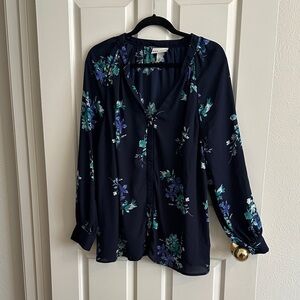 Ava & Viv Dark Blue Floral Blouse